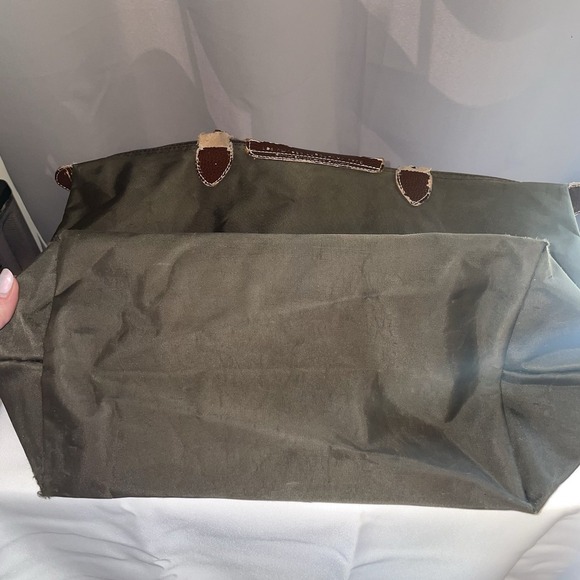 PROJECT Longchamp Le Pliage Modele Depose Brown Nylon Leather Shoulder Tote Bag - Picture 6 of 16